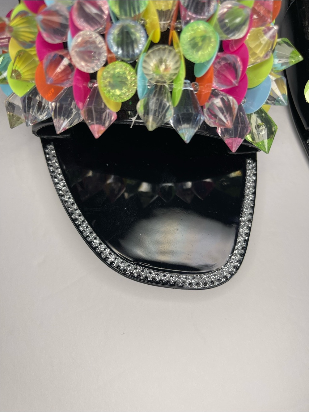 Rouge Helium Slide Sandals Women’s 10 Black Multicolor Jewel Gems Rhinestones - Picture 5 of 14